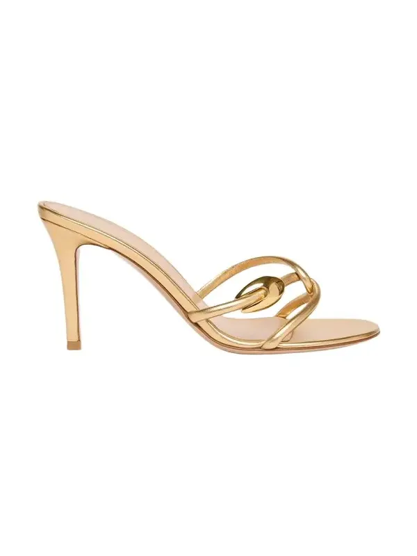 Metallic Serpent Twist Ankle-Strap Sandals