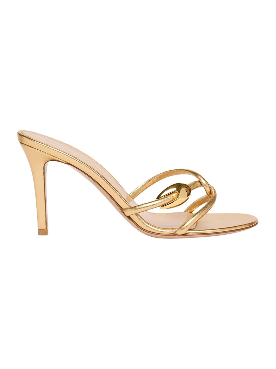 Metallic Serpent Twist Ankle-Strap Sandals Metallic Serpent Twist Ankle-Strap Sandals