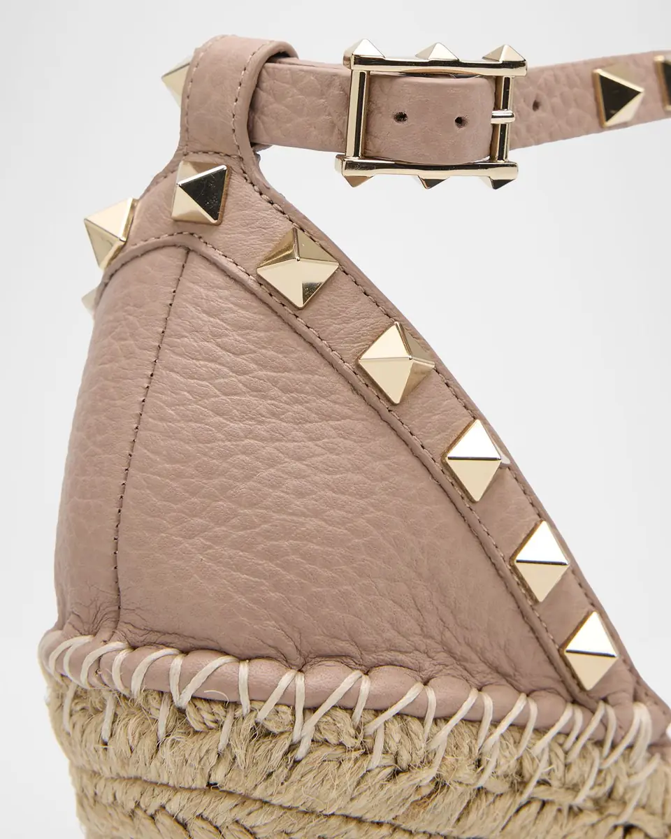 Valentino Garavani 105mm Rockstud Leather Wedge Espadrille Sandals | Thumbnail 5