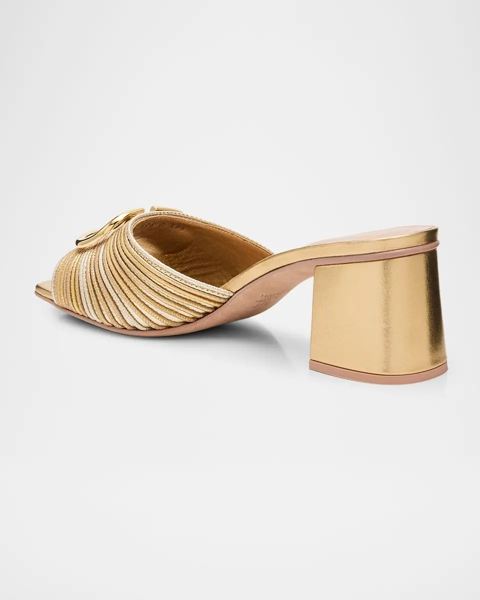 Valentino Garavani 60mm VLogo Metallic Leather Mule Sandals | Thumbnail 4 Valentino Garavani 60mm VLogo Metallic Leather Mule Sandals | Thumbnail 4