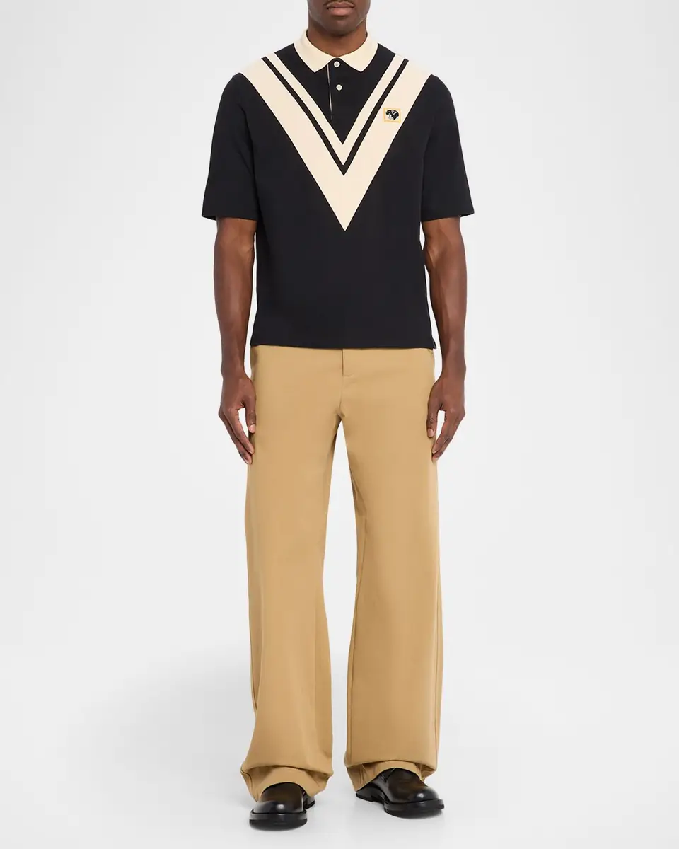 Valentino Garavani Men's Inlaid V Cotton Polo Shirt with Panther Patch | Thumbnail 6 Valentino Garavani Men's Inlaid V Cotton Polo Shirt with Panther Patch | Thumbnail 6