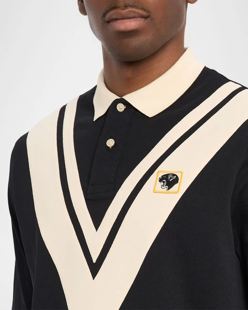 Valentino Garavani Men's Inlaid V Cotton Polo Shirt with Panther Patch | Thumbnail 9 Valentino Garavani Men's Inlaid V Cotton Polo Shirt with Panther Patch | Thumbnail 9