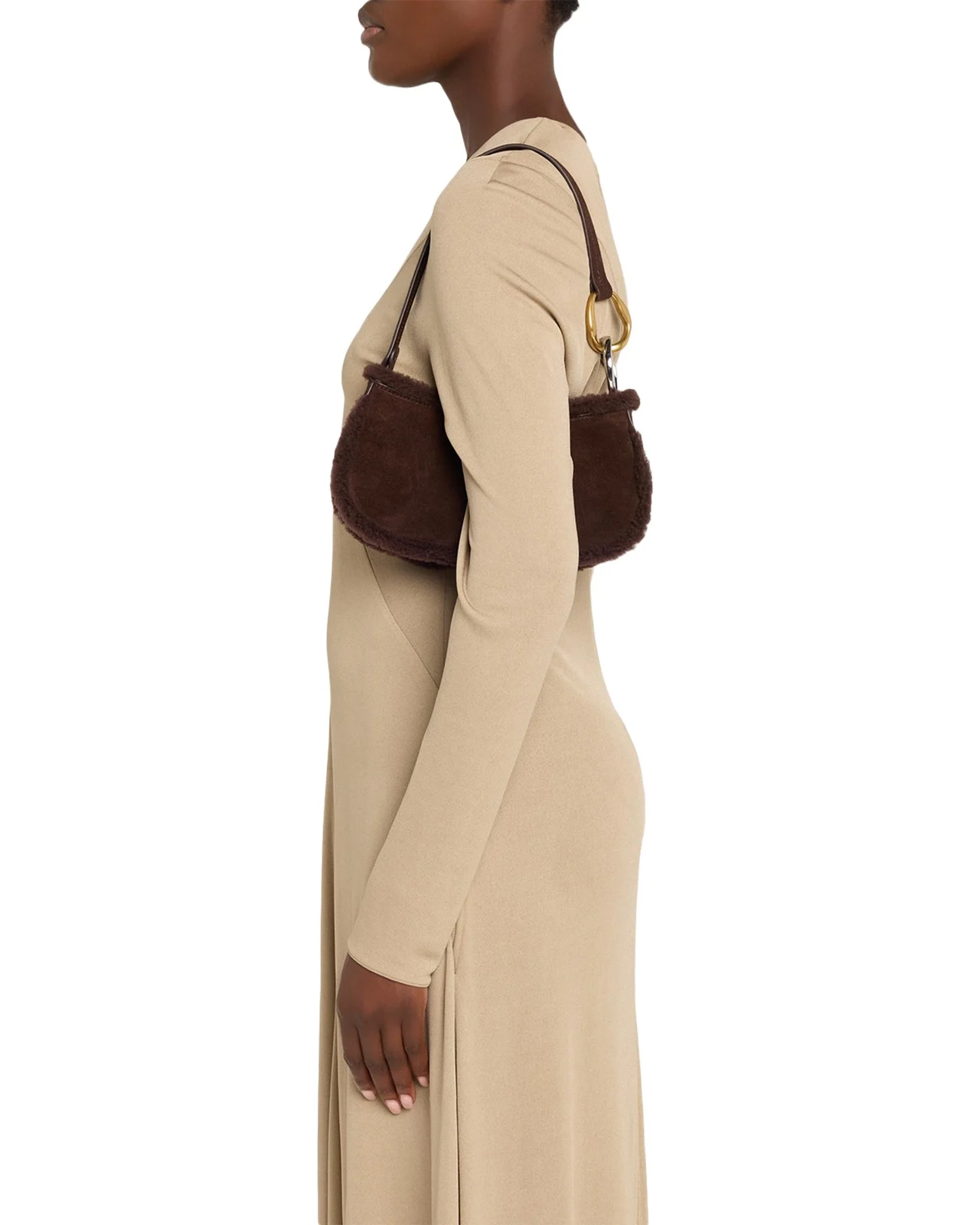 Ollie Shearling-Trim Suede Shoulder Bag Ollie Shearling-Trim Suede Shoulder Bag