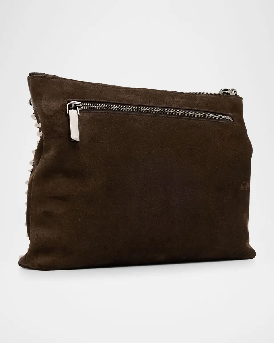 Christian Louboutin Men's Funky Crosta Spikes Suede Wristlet/Shoulder Bag | Thumbnail 2