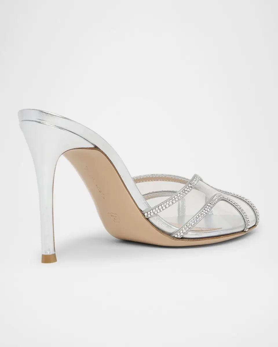 Gianvito Rossi Organza Embellished Plexi Slide Mule Pumps | Thumbnail 3