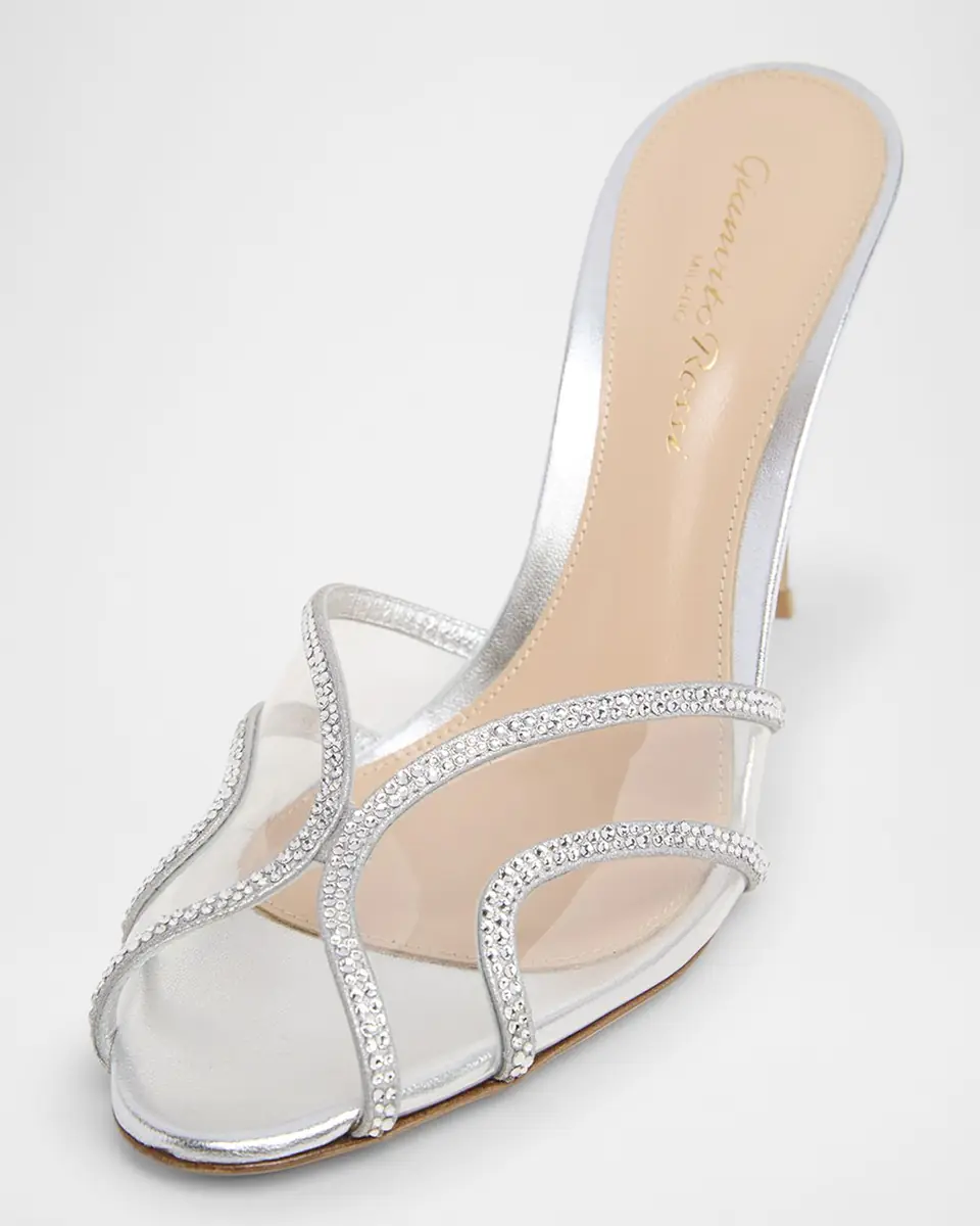 Gianvito Rossi Organza Embellished Plexi Slide Mule Pumps | Thumbnail 4