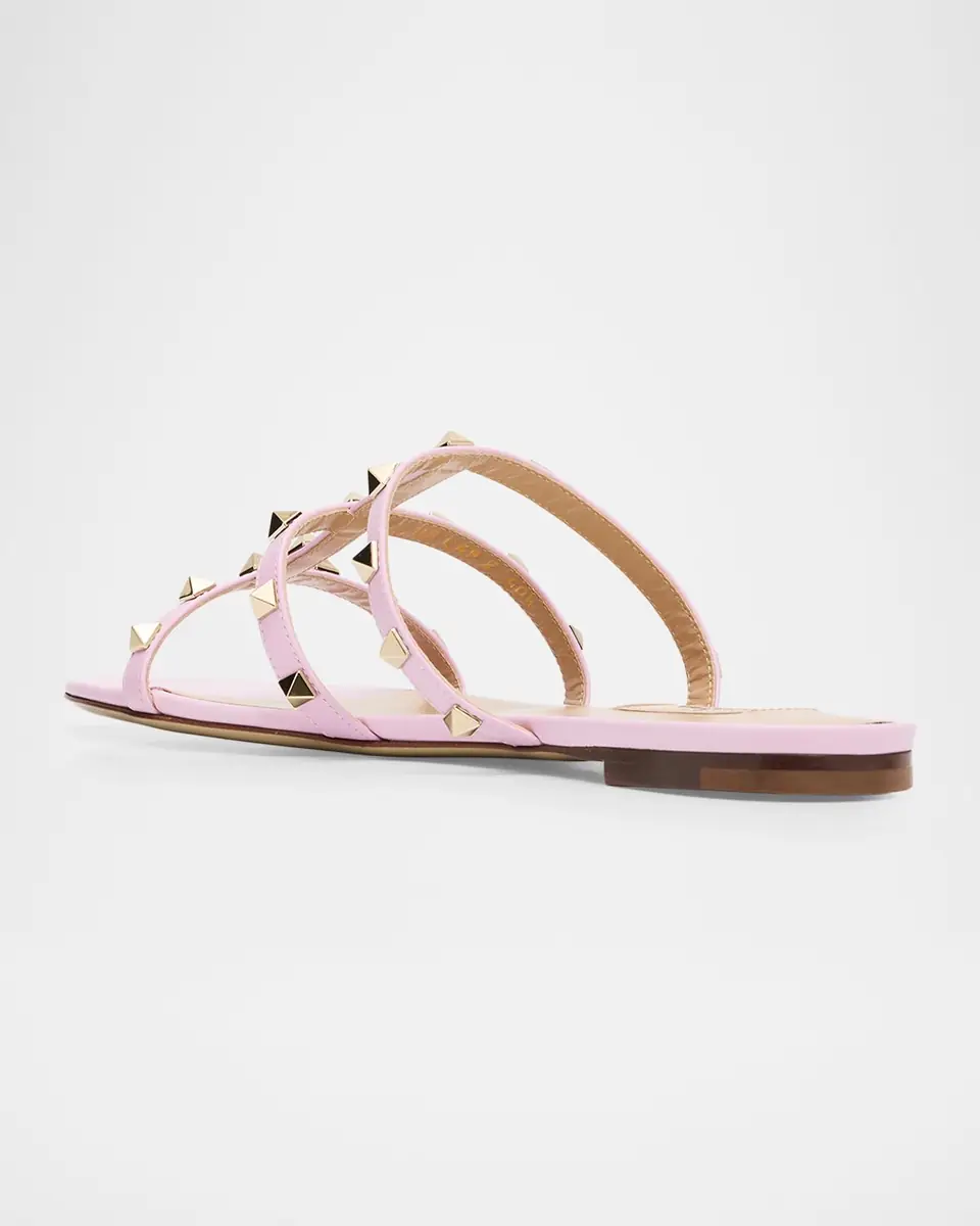 Valentino Garavani Rockstud Caged Leather Flat Slide Sandals | Thumbnail 12 Valentino Garavani Rockstud Caged Leather Flat Slide Sandals | Thumbnail 12