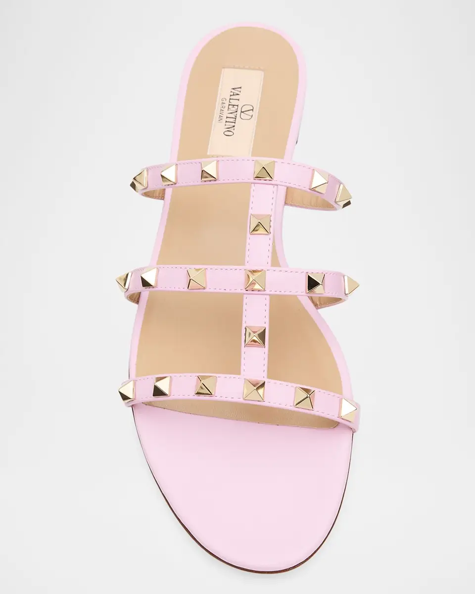 Valentino Garavani Rockstud Caged Leather Flat Slide Sandals | Thumbnail 14 Valentino Garavani Rockstud Caged Leather Flat Slide Sandals | Thumbnail 14