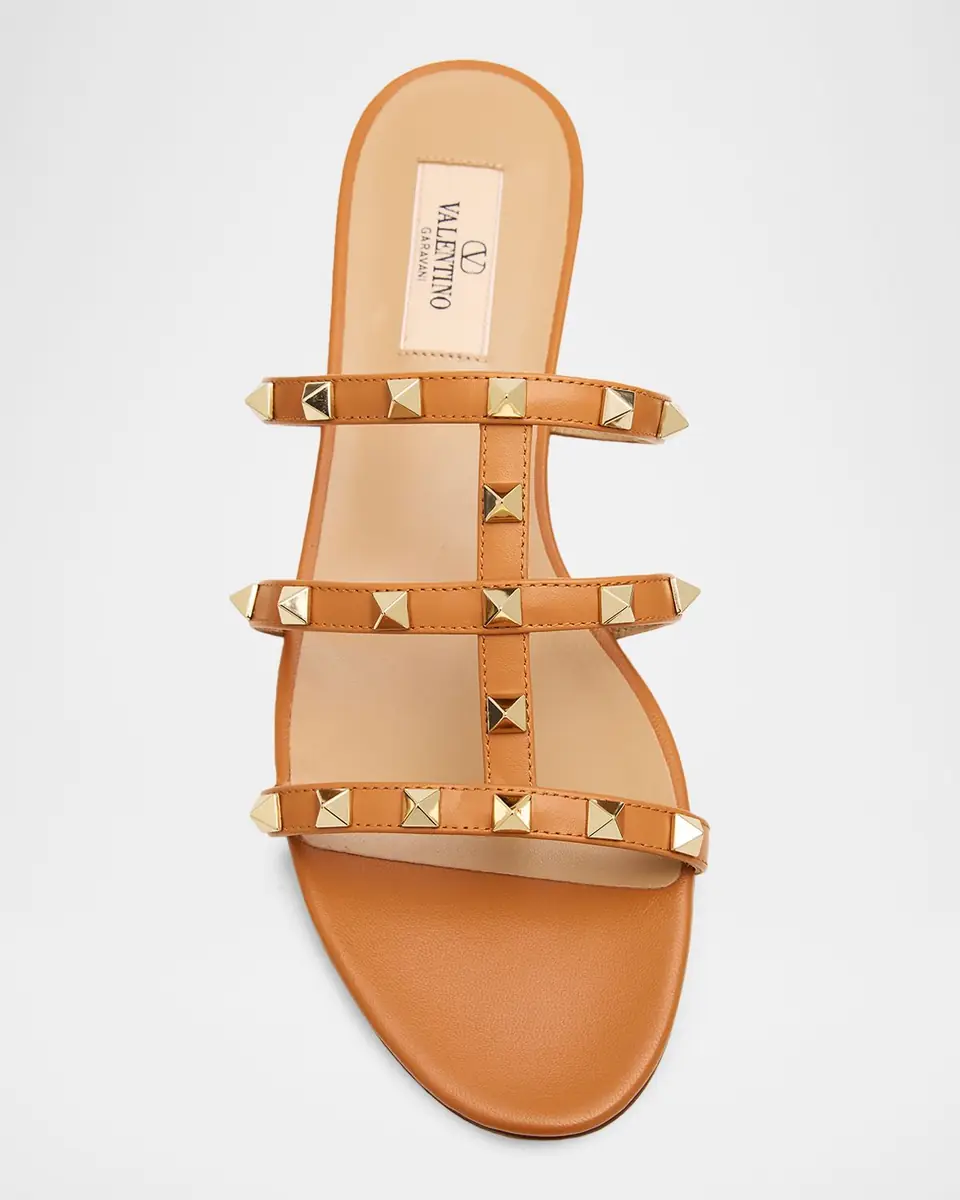 Valentino Garavani Rockstud Caged Leather Flat Slide Sandals | Thumbnail 19 Valentino Garavani Rockstud Caged Leather Flat Slide Sandals | Thumbnail 19
