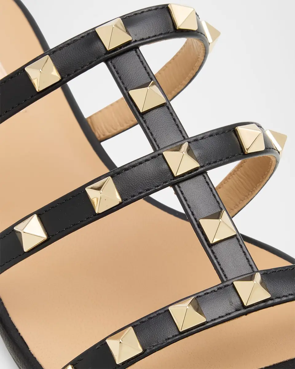 Valentino Garavani Rockstud Caged Leather Flat Slide Sandals | Thumbnail 5 Valentino Garavani Rockstud Caged Leather Flat Slide Sandals | Thumbnail 5