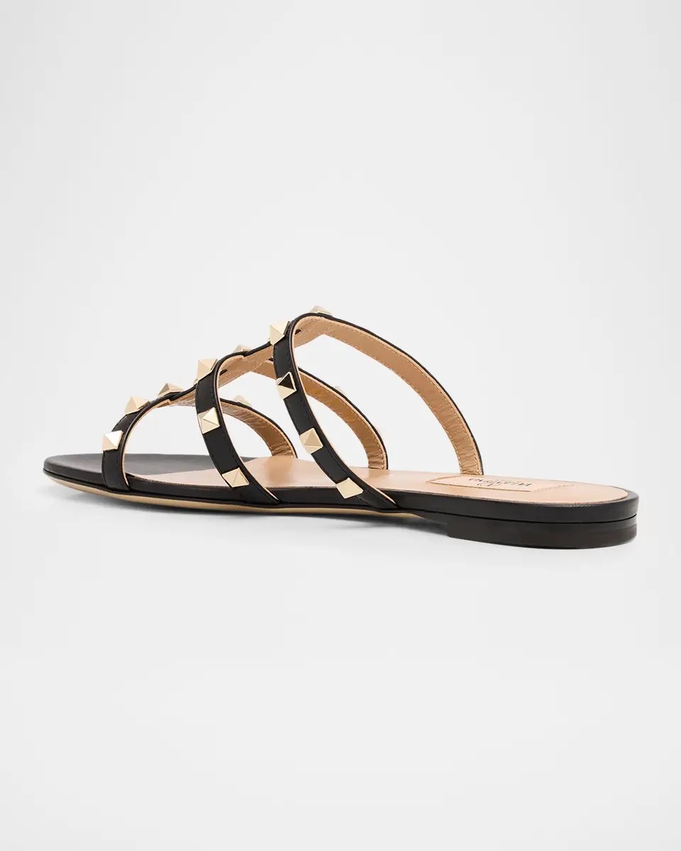 Valentino Garavani Rockstud Caged Leather Flat Slide Sandals | Thumbnail 7 Valentino Garavani Rockstud Caged Leather Flat Slide Sandals | Thumbnail 7