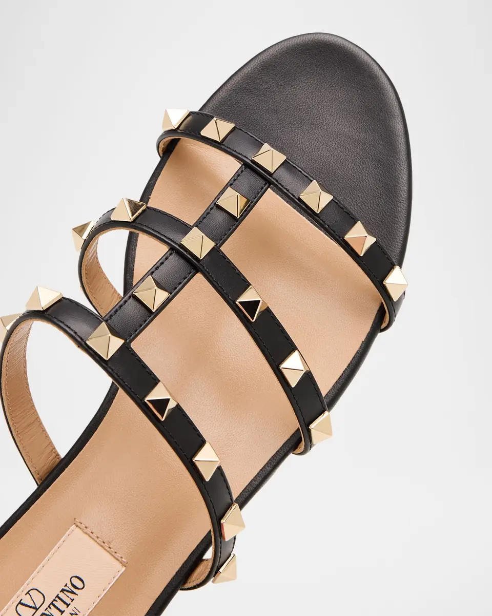 Valentino Garavani Rockstud Caged Leather Flat Slide Sandals | Thumbnail 8 Valentino Garavani Rockstud Caged Leather Flat Slide Sandals | Thumbnail 8