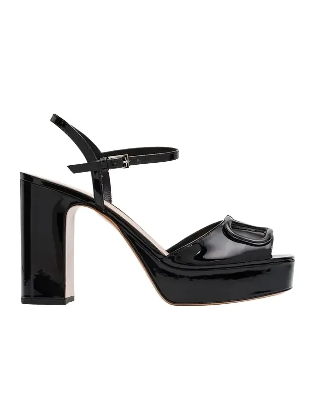 115mm VLogo Signature Patent Leather Platform Sandals