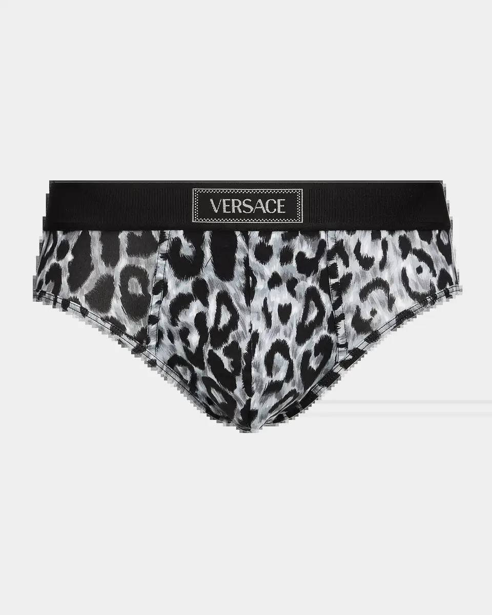 Versace Men's Leopard-Print Stretch Jersey Cotton Briefs | Thumbnail 2 Versace Men's Leopard-Print Stretch Jersey Cotton Briefs | Thumbnail 2