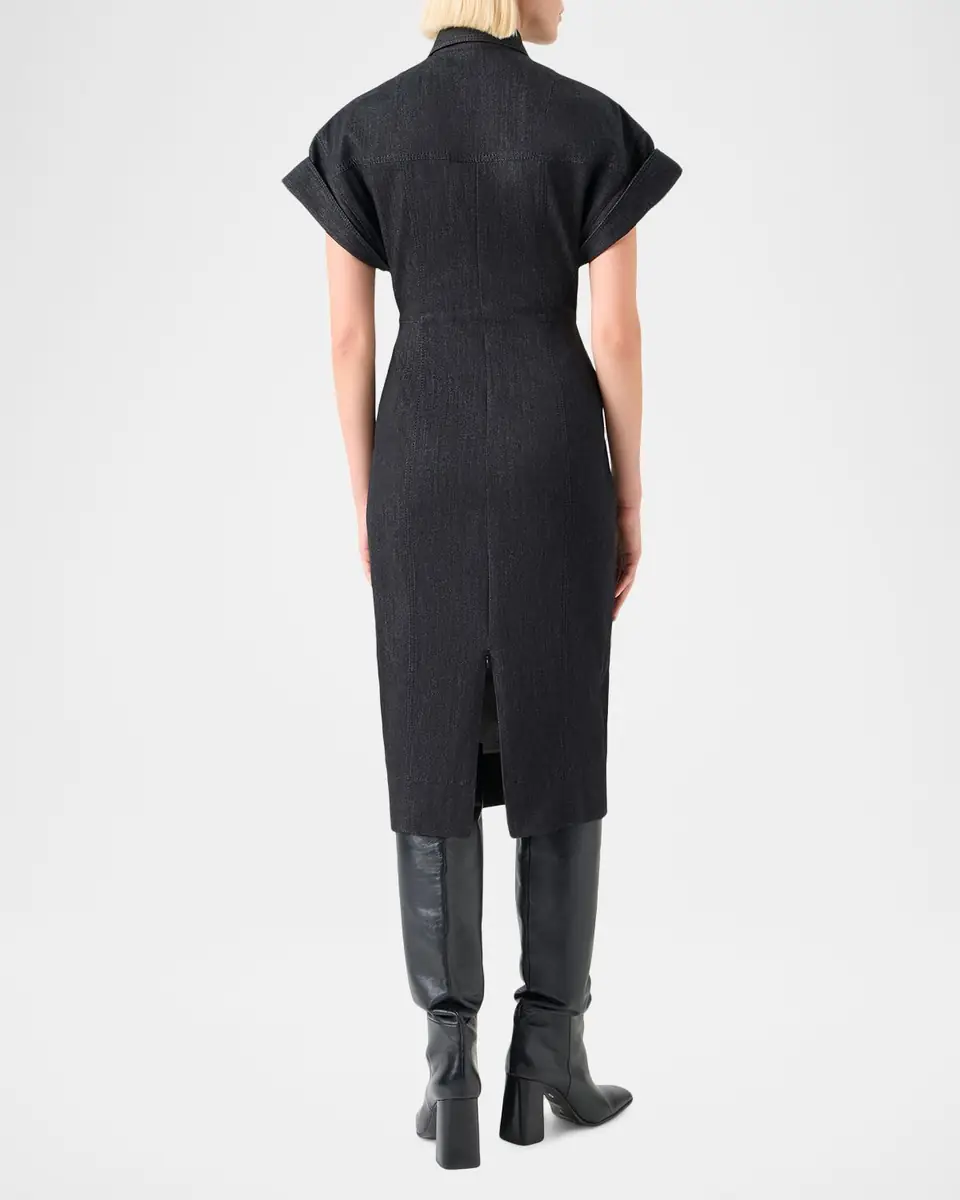 Akris punto Denim Midi Dress with Polo Collar | Thumbnail 2