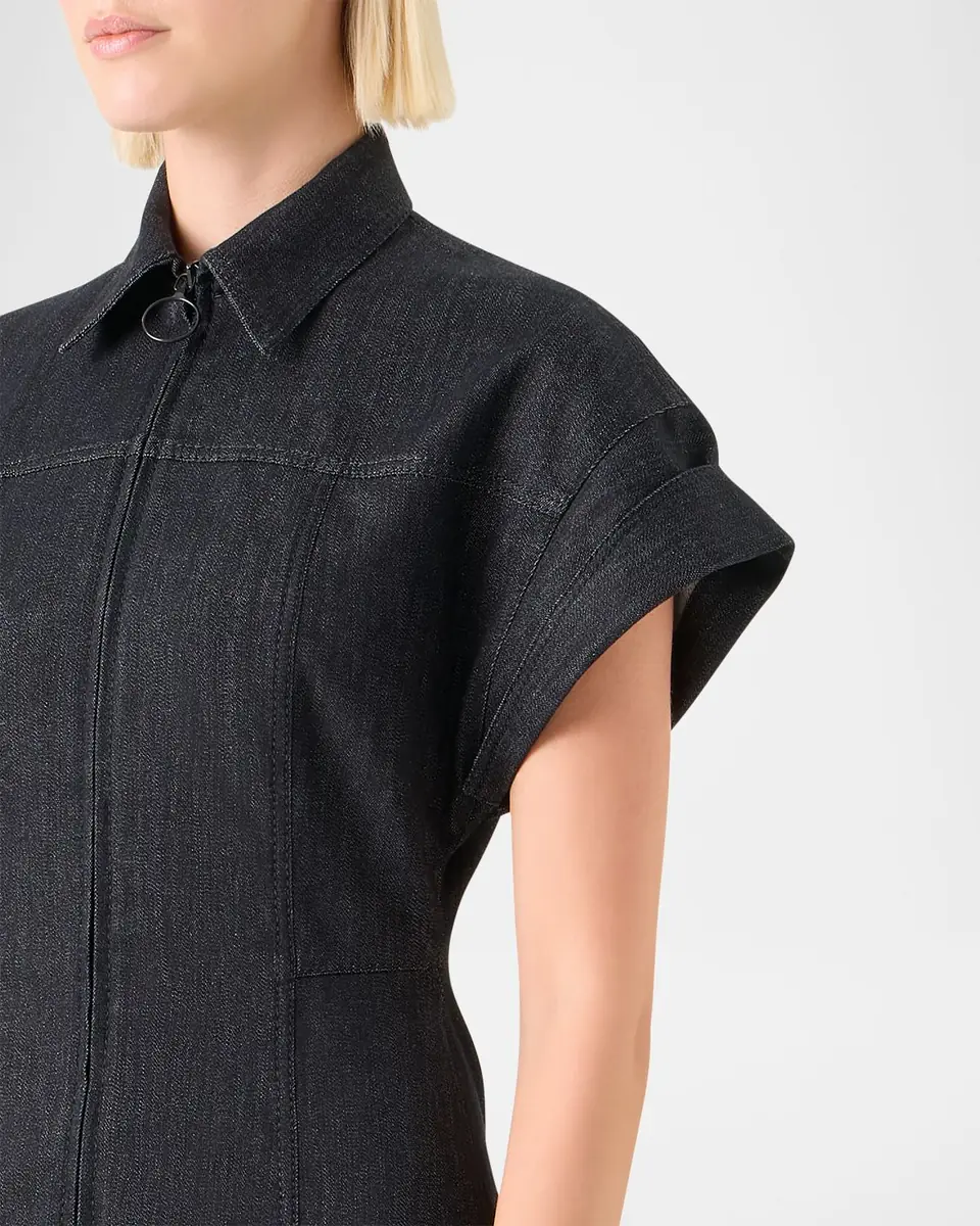Akris punto Denim Midi Dress with Polo Collar | Thumbnail 4