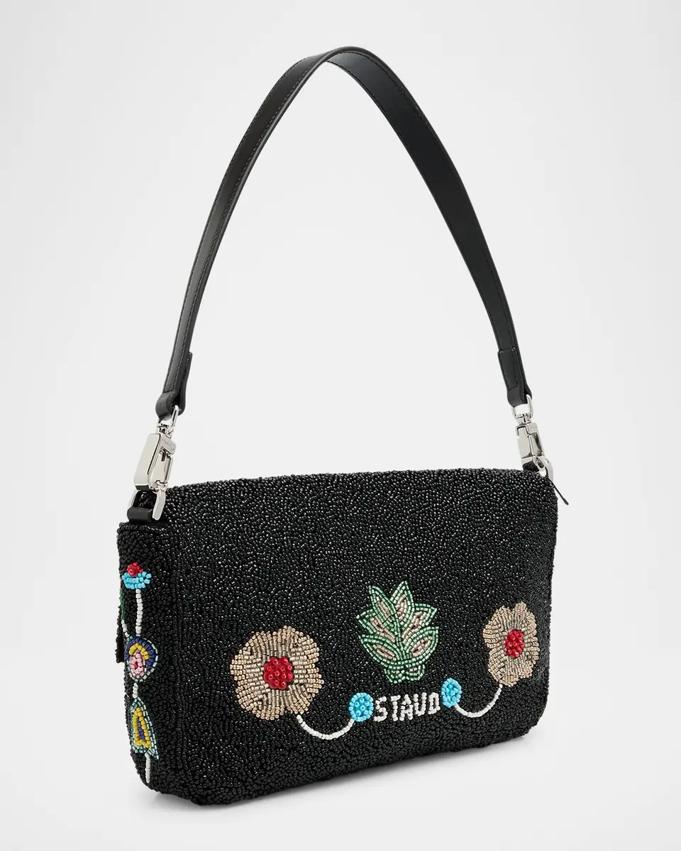 STAUD Timmy Floral Beaded Shoulder Bag | Thumbnail 2 STAUD Timmy Floral Beaded Shoulder Bag | Thumbnail 2