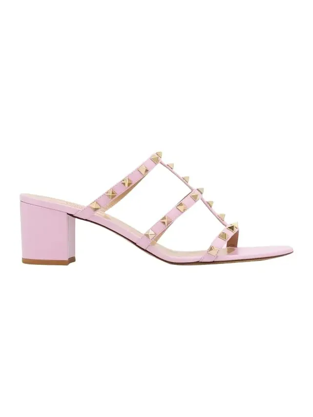 60mm Rockstud Caged Block-Heel Slide Sandals