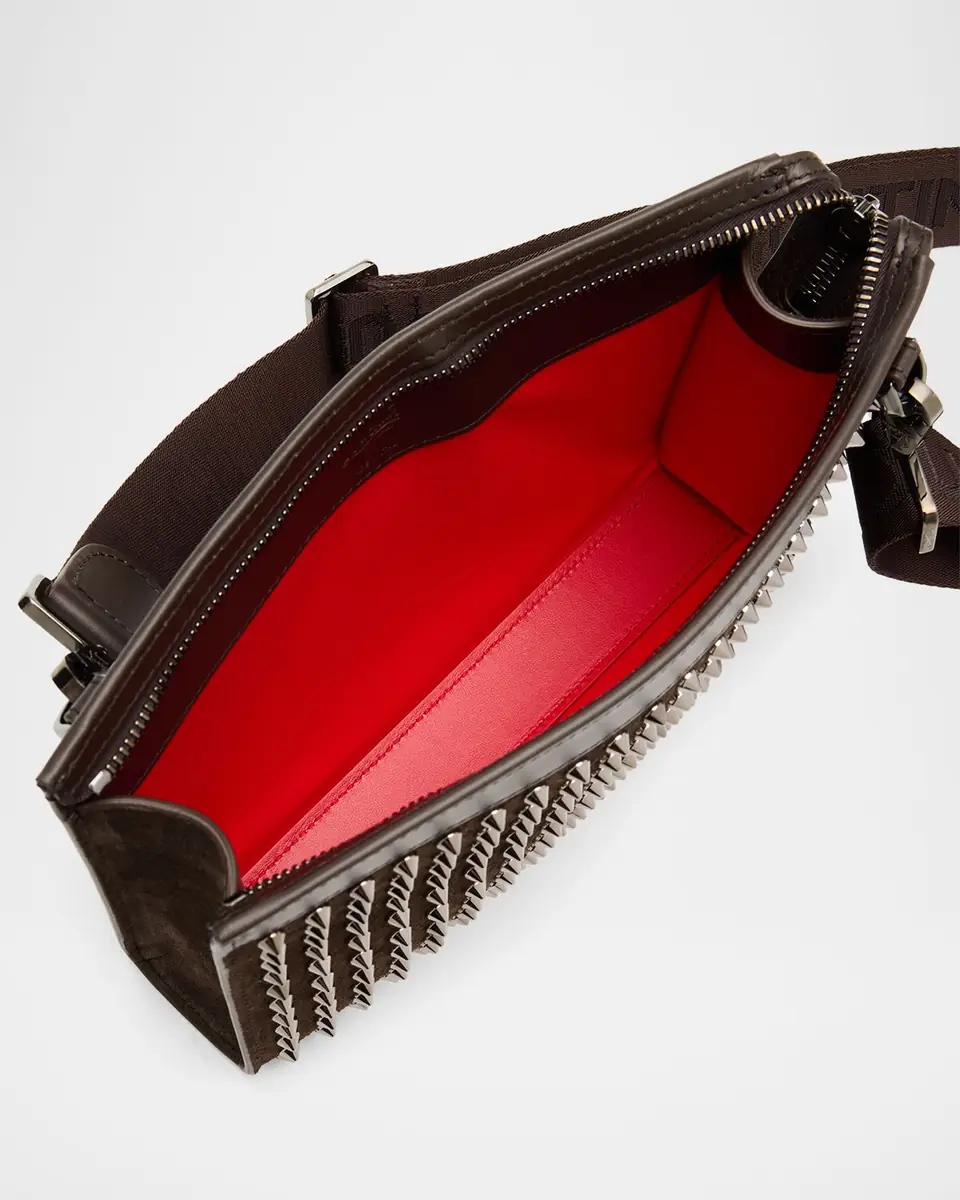 Christian Louboutin Men's Funky Grained Leather and Spikes Crossbody Bag with Pouch | Thumbnail 3