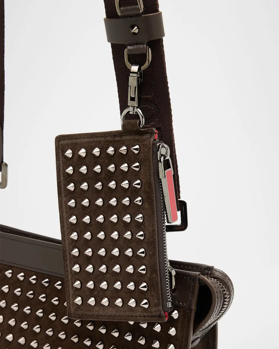 Christian Louboutin Men's Funky Grained Leather and Spikes Crossbody Bag with Pouch | Thumbnail 4