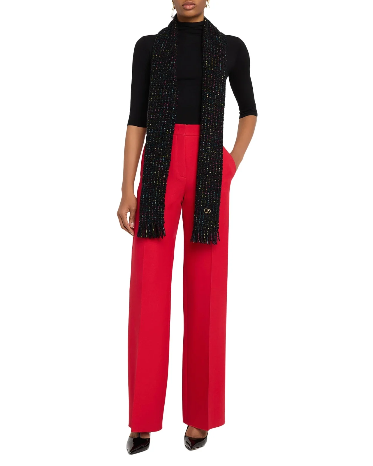VLogo Signature Cashmere and Wool Jacquard Scarf