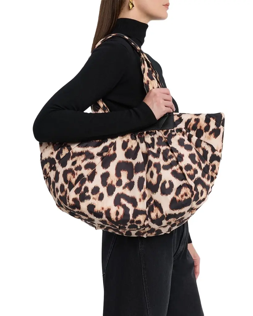 Vee Collective Caba Medium Polyester and Nylon Leopard-Print Tote Bag | Image 1 Vee Collective Caba Medium Polyester and Nylon Leopard-Print Tote Bag | Image 1