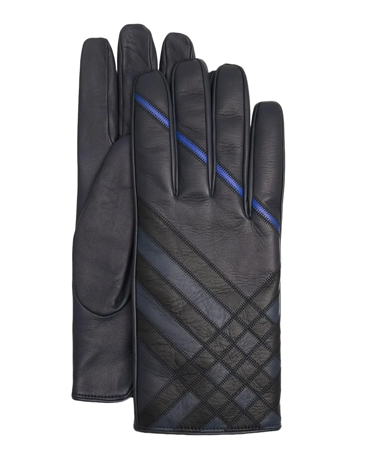 Men's Intarsia Check Leather Gloves Men's Intarsia Check Leather Gloves