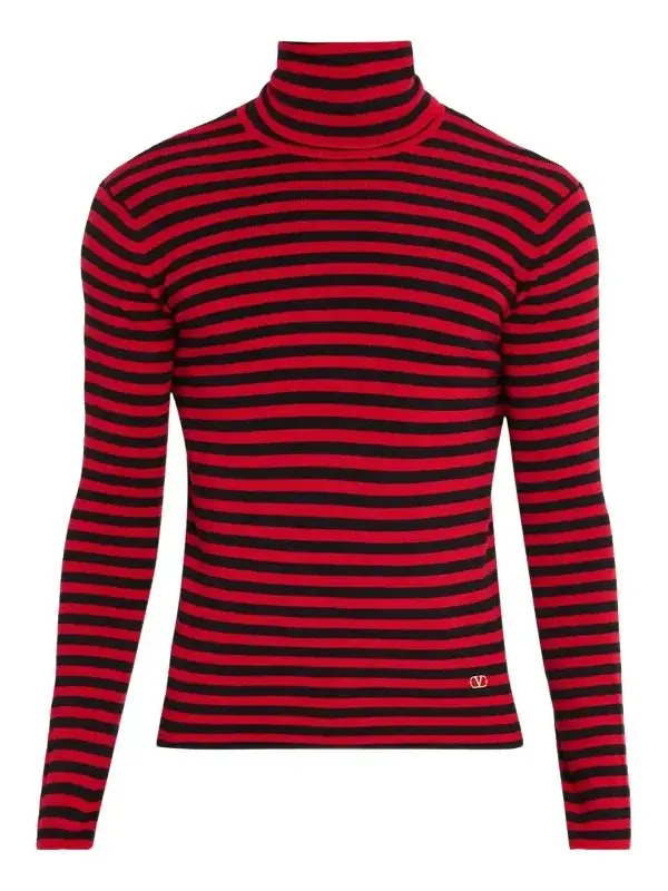 Valentino Garavani Men's Long-Sleeve Stripe Turtleneck T-Shirt