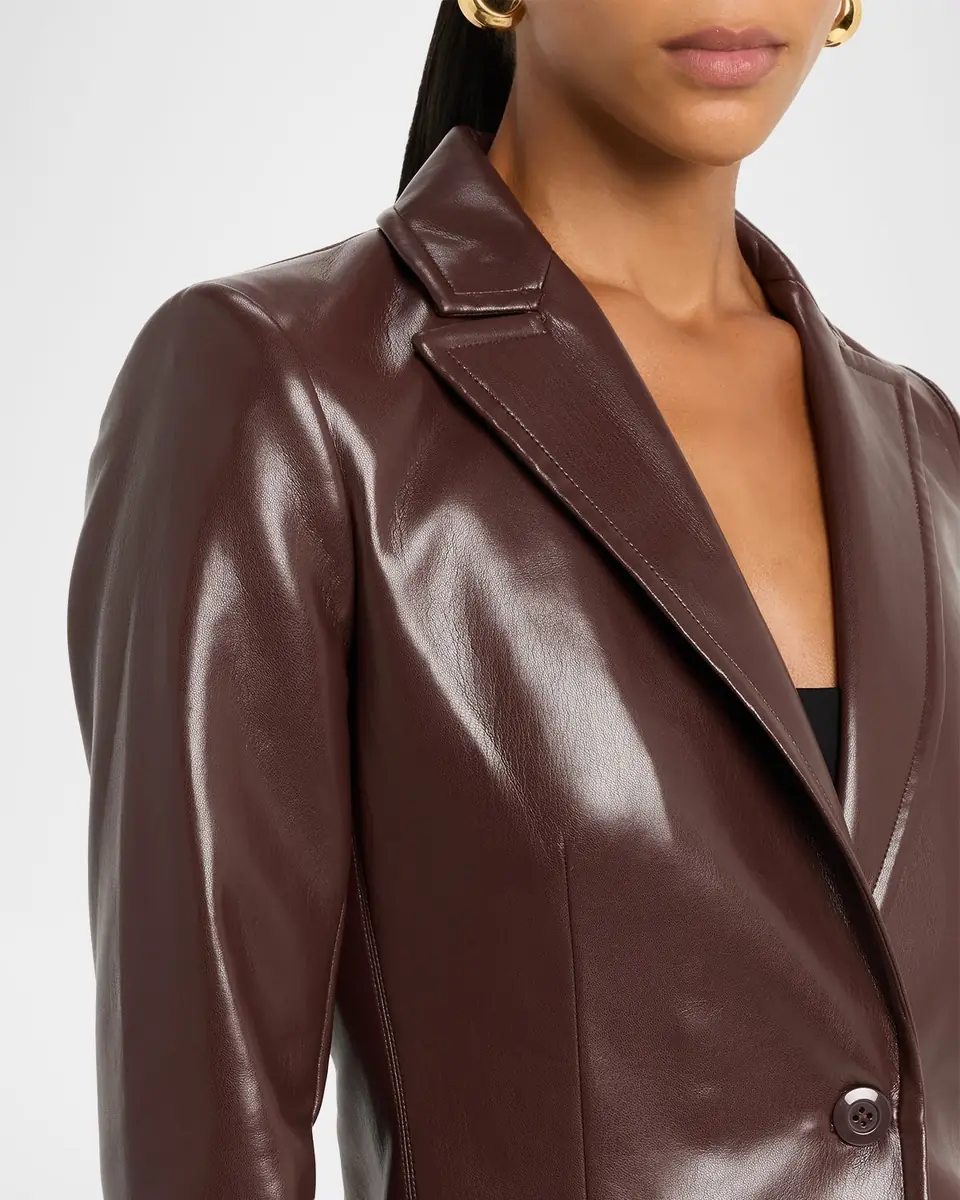 Alice + Olivia Breann Vegan Leather Longline Blazer | Thumbnail 4 Alice + Olivia Breann Vegan Leather Longline Blazer | Thumbnail 4