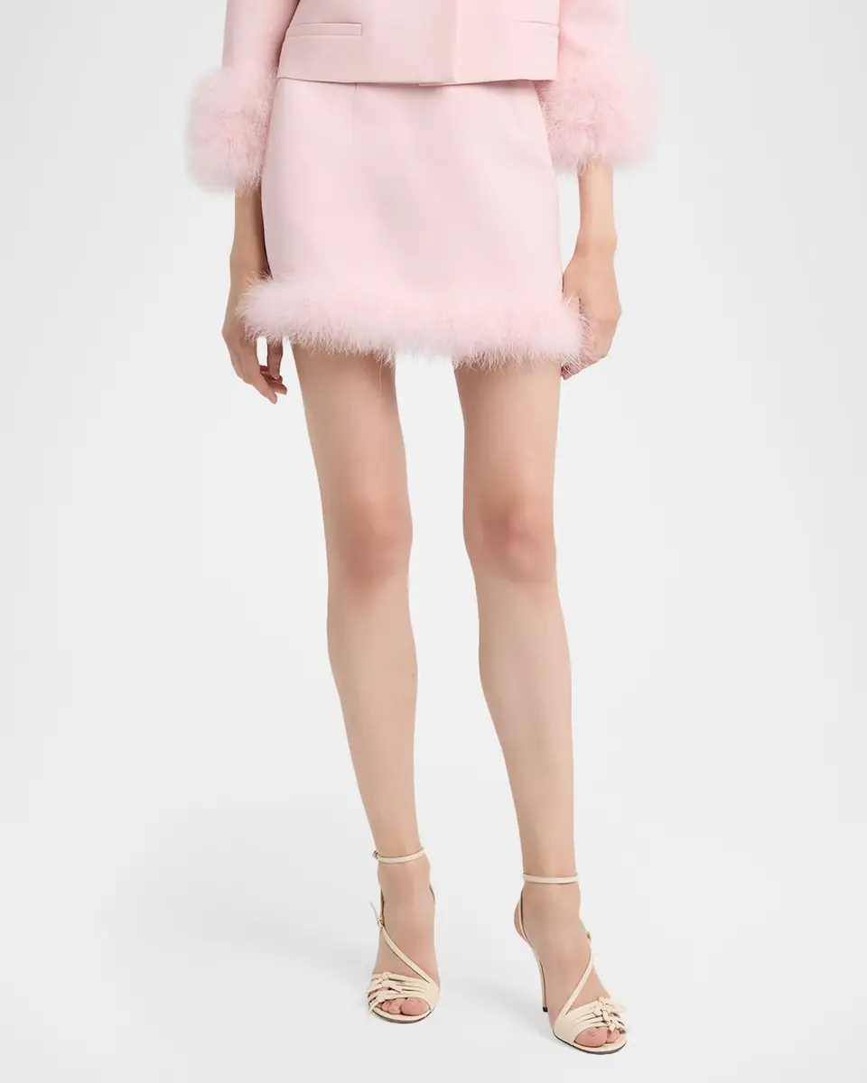 Valentino Garavani Feather-Trim Crepe Couture Mini Skirt | Thumbnail 4 Valentino Garavani Feather-Trim Crepe Couture Mini Skirt | Thumbnail 4