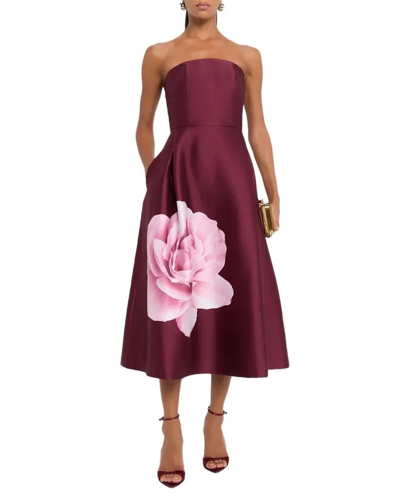 Sachin & Babi Shay Strapless Floral-Print Mikado Midi Dress | Image 1 Sachin & Babi Shay Strapless Floral-Print Mikado Midi Dress | Image 1