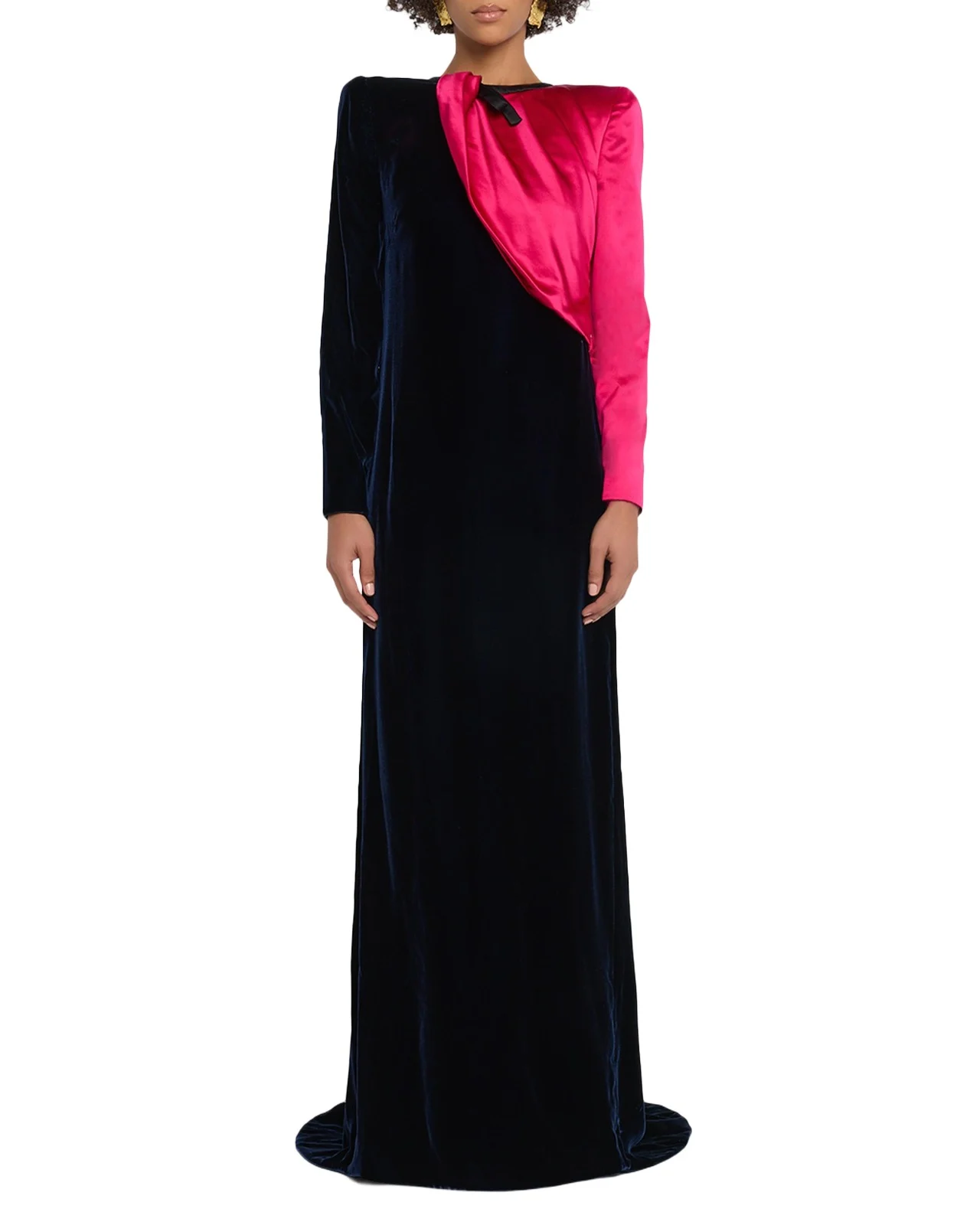 Velvet And Satin Strong-Shoulder Gown Velvet And Satin Strong-Shoulder Gown