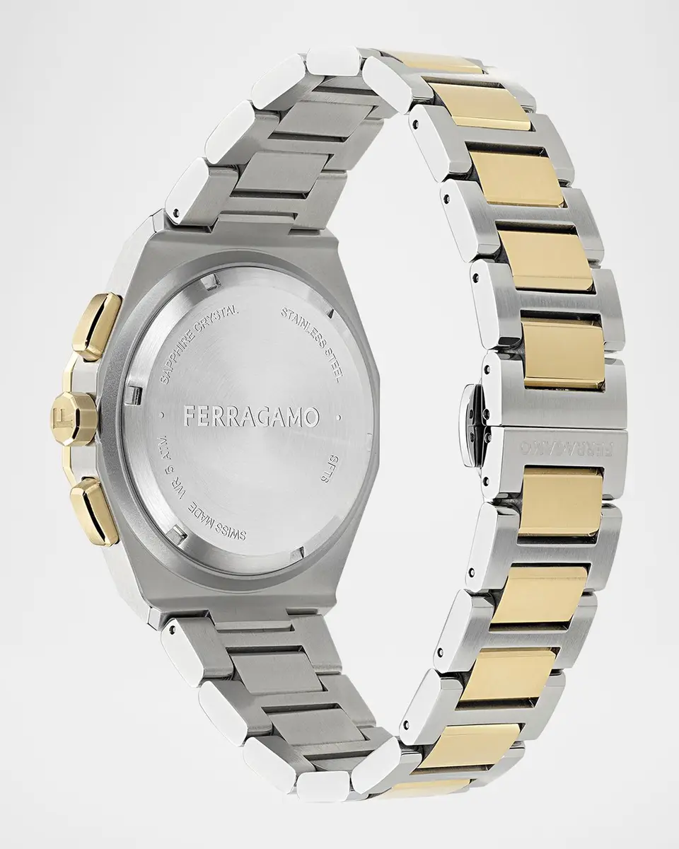 Ferragamo Men's Edge Chrono 42mm Two-Tone Bracelet Watch | Thumbnail 3 Ferragamo Men's Edge Chrono 42mm Two-Tone Bracelet Watch | Thumbnail 3