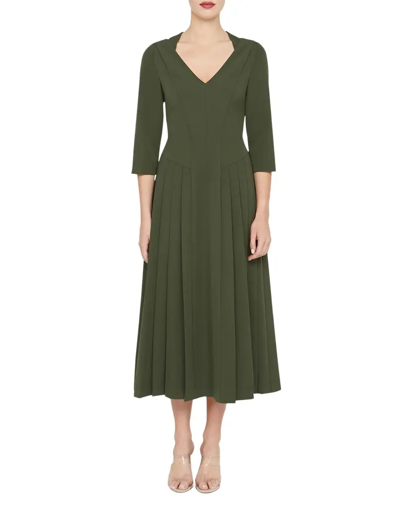 Kay Unger New York Enola Pleated Stretch Crepe Midi Dress | Image 1 Kay Unger New York Enola Pleated Stretch Crepe Midi Dress | Image 1