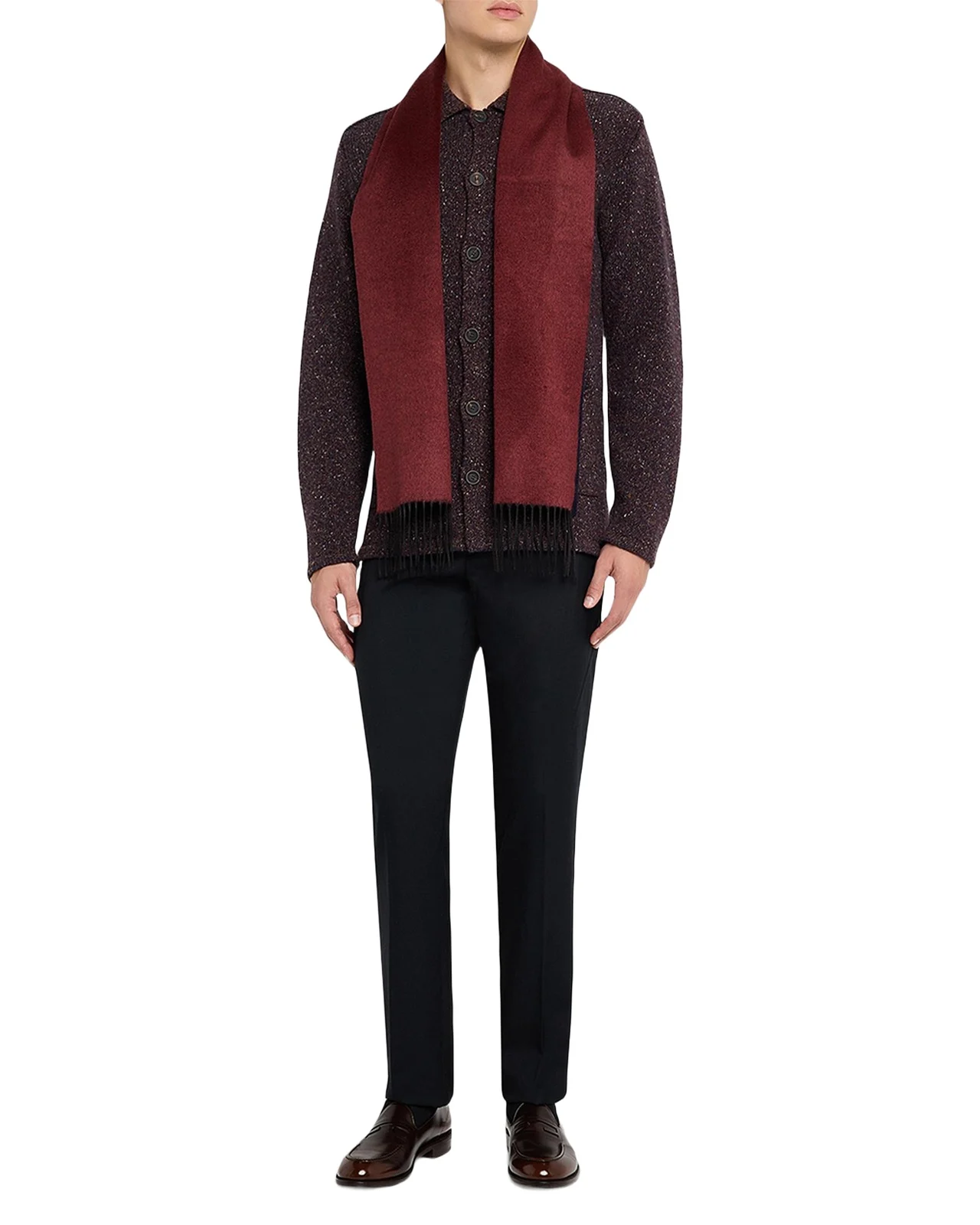 Men's Mirror Silk and Cashmere Double-Face Scarf
