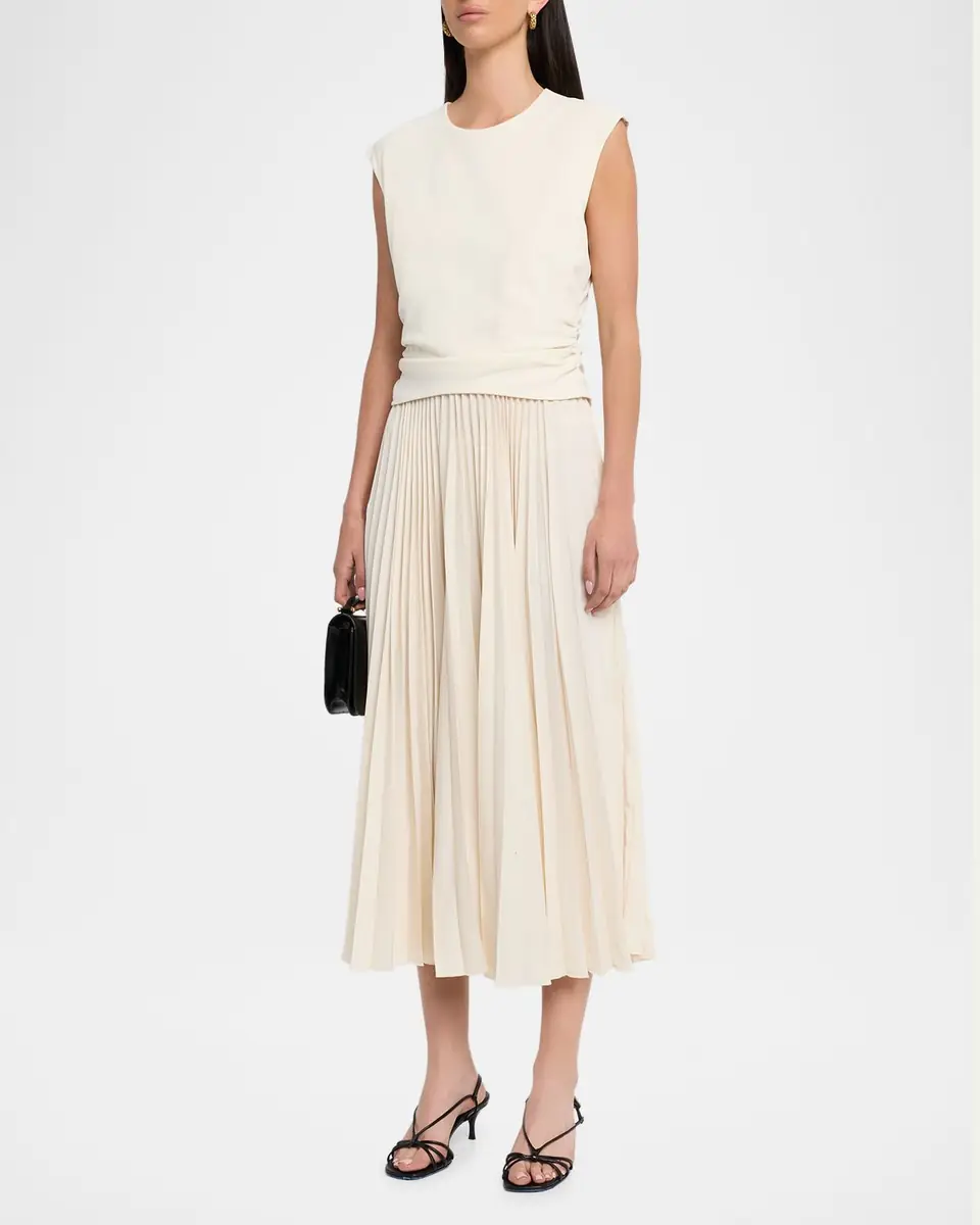 TANYA TAYLOR Carly Sleeveless Pleated Midi Dress | Thumbnail 3 TANYA TAYLOR Carly Sleeveless Pleated Midi Dress | Thumbnail 3