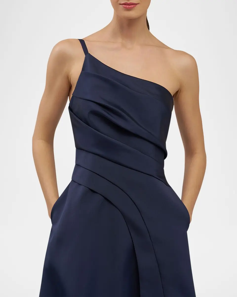 Kay Unger New York Jillian Pleated One-Shoulder Gown | Thumbnail 4