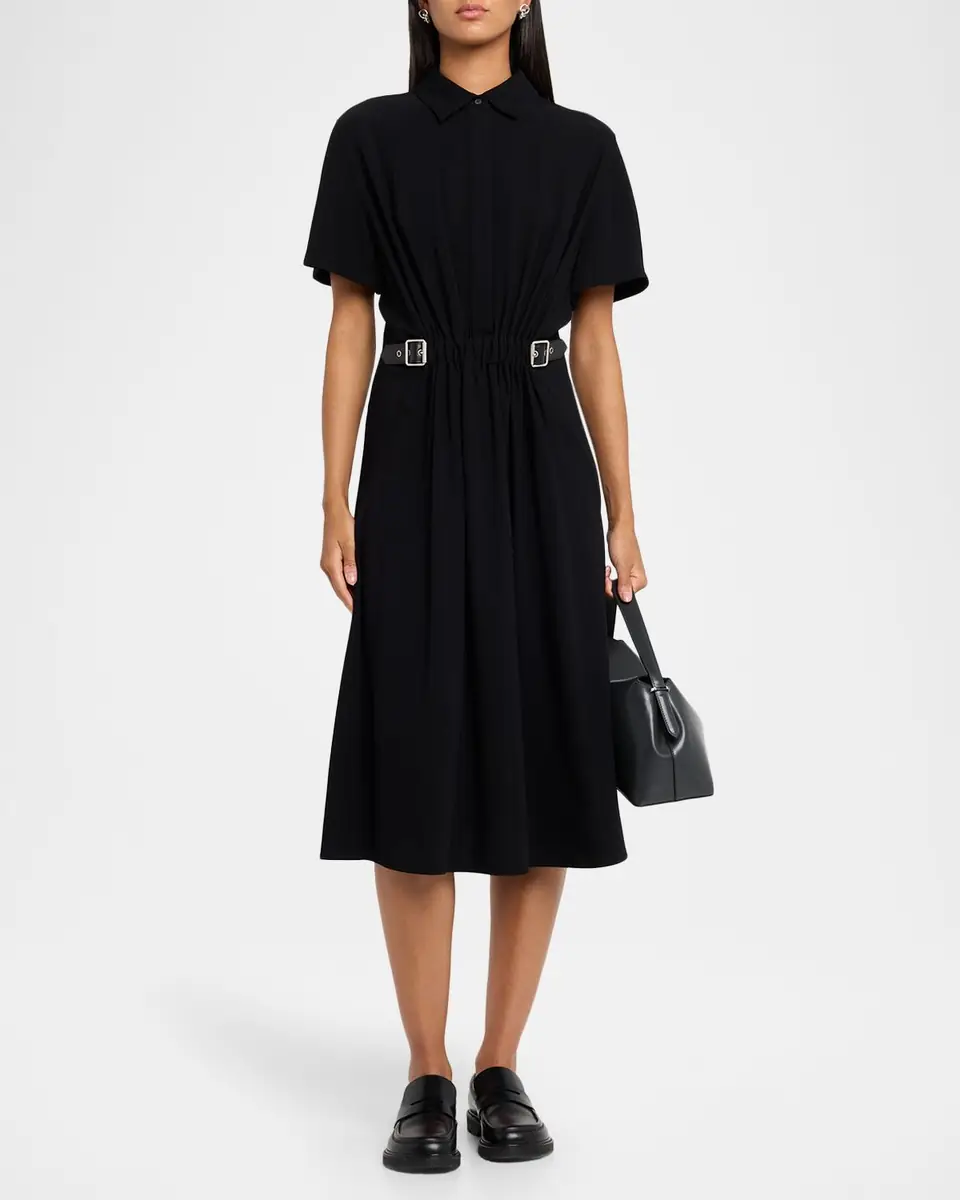 Loewe Short-Sleeve Belt Cinched Shirtdress | Thumbnail 3