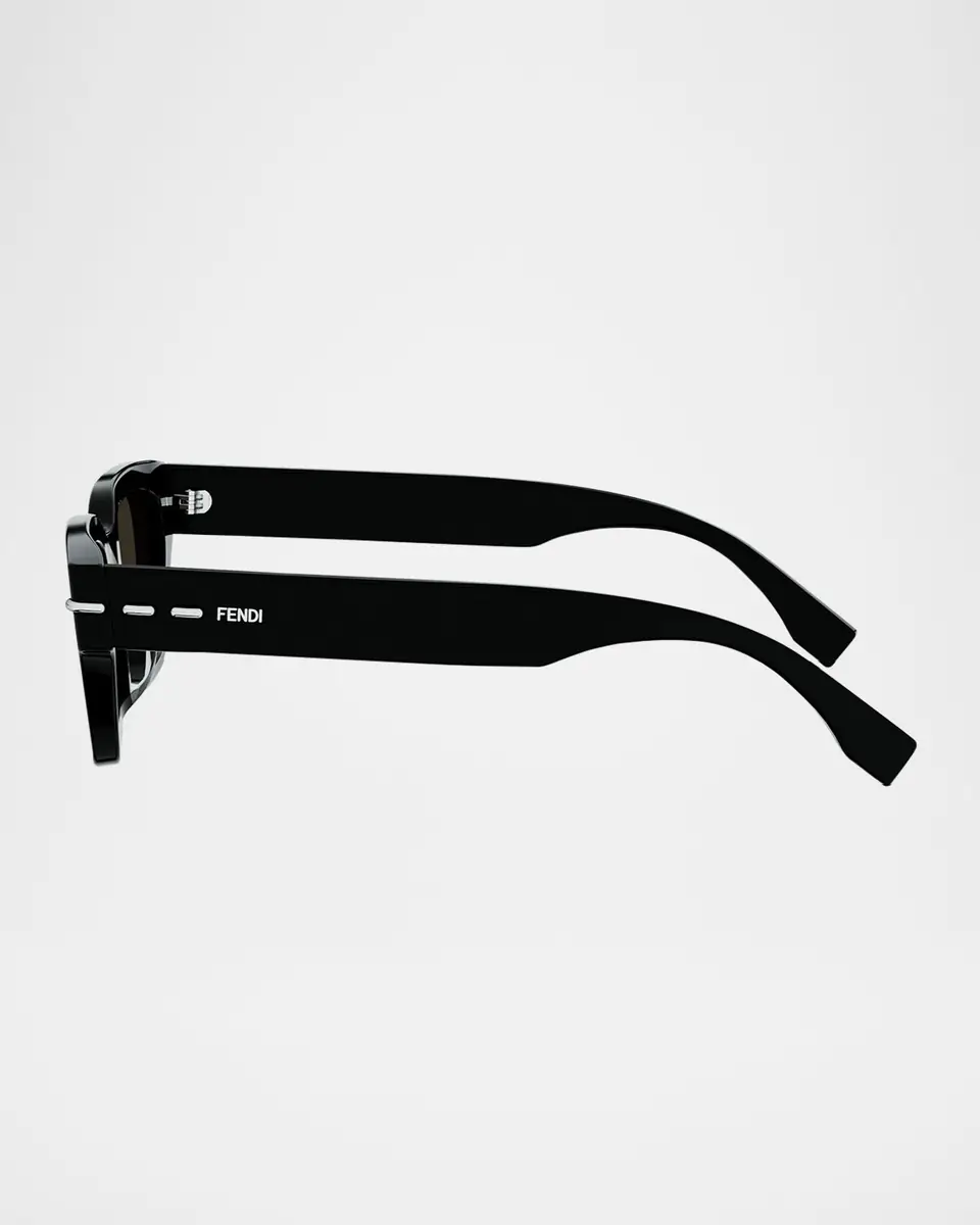 Fendi Men's Selleria Acetate Three-Stitch Rectangle Sunglasses | Thumbnail 4 Fendi Men's Selleria Acetate Three-Stitch Rectangle Sunglasses | Thumbnail 4