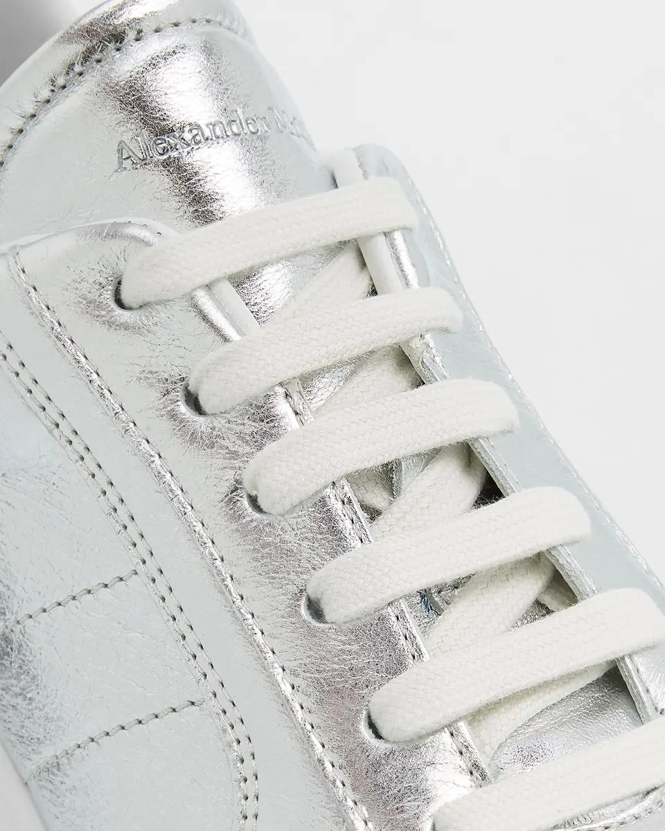 Alexander McQueen Men's Metallic-Trim Leather Low-Top Sneakers | Thumbnail 3 Alexander McQueen Men's Metallic-Trim Leather Low-Top Sneakers | Thumbnail 3