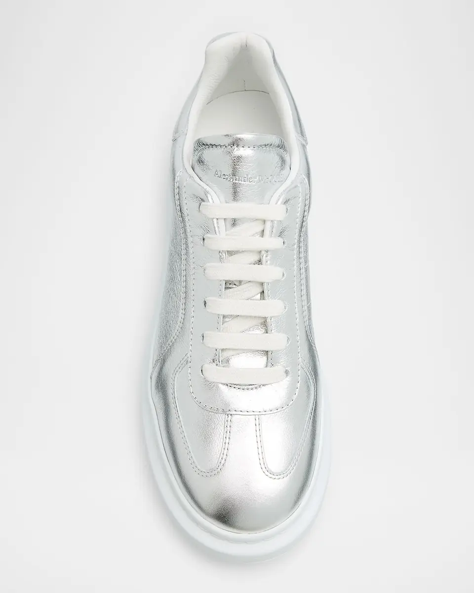 Alexander McQueen Men's Metallic-Trim Leather Low-Top Sneakers | Thumbnail 4 Alexander McQueen Men's Metallic-Trim Leather Low-Top Sneakers | Thumbnail 4