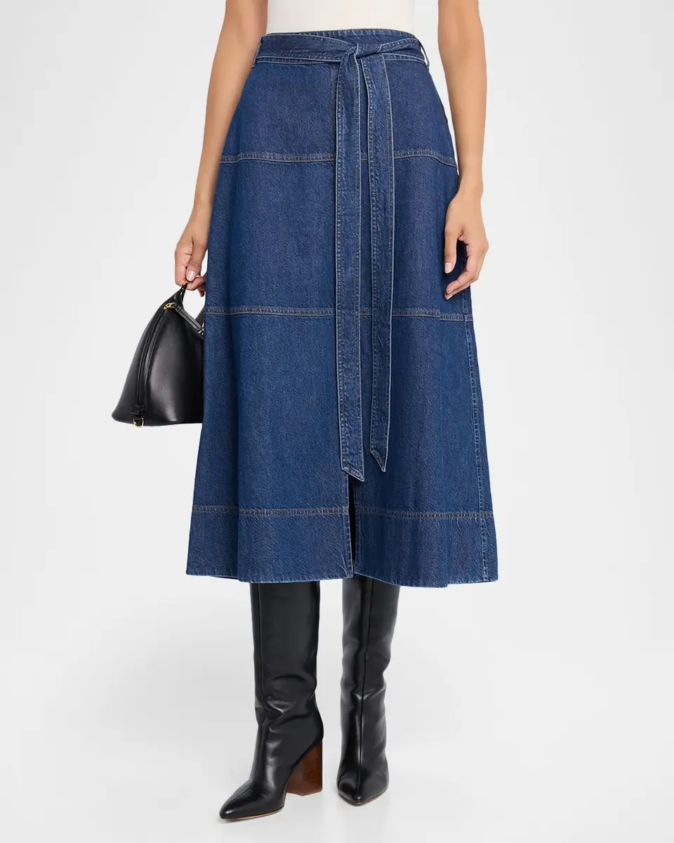 TANYA TAYLOR Hudley Denim Midi Skirt | Thumbnail 3 TANYA TAYLOR Hudley Denim Midi Skirt | Thumbnail 3