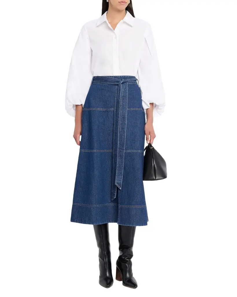 Tanya Taylor Hudley Denim Midi Skirt | Image 1 Tanya Taylor Hudley Denim Midi Skirt | Image 1