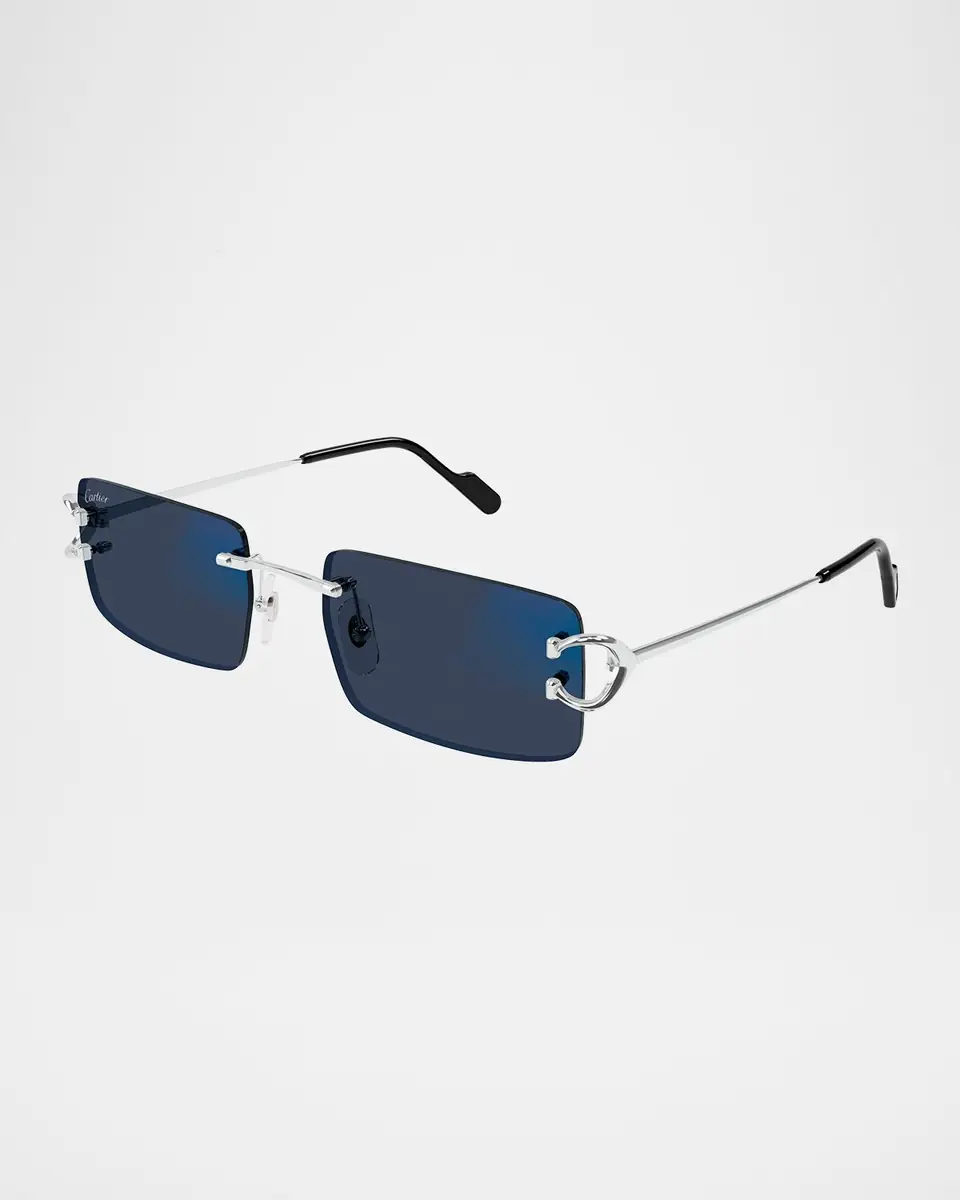 Cartier Men's Rimless Metal C-Hinge Rectangle Sunglasses | Thumbnail 2 Cartier Men's Rimless Metal C-Hinge Rectangle Sunglasses | Thumbnail 2