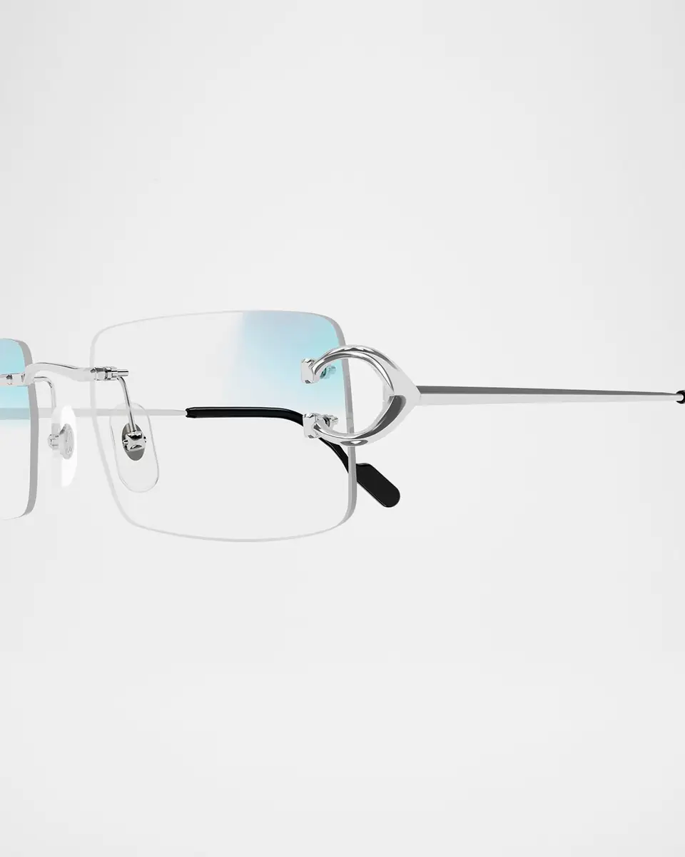 Cartier Men's Rimless Metal C-Hinge Rectangle Sunglasses | Thumbnail 3 Cartier Men's Rimless Metal C-Hinge Rectangle Sunglasses | Thumbnail 3