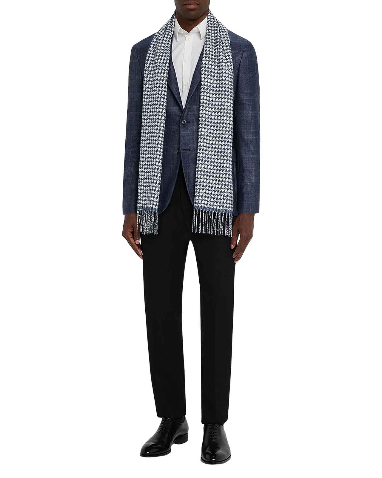 Men's Silk and Cashmere Twist Houndstooth Scarf Men's Silk and Cashmere Twist Houndstooth Scarf