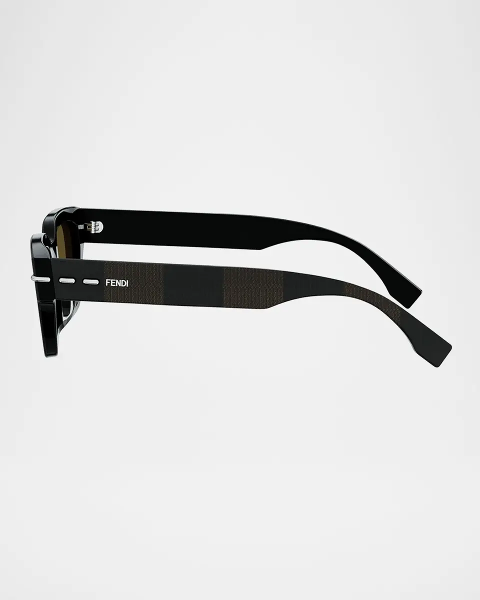 Fendi Men's Selleria Acetate Three-Stitch Rectangle Sunglasses | Thumbnail 4 Fendi Men's Selleria Acetate Three-Stitch Rectangle Sunglasses | Thumbnail 4