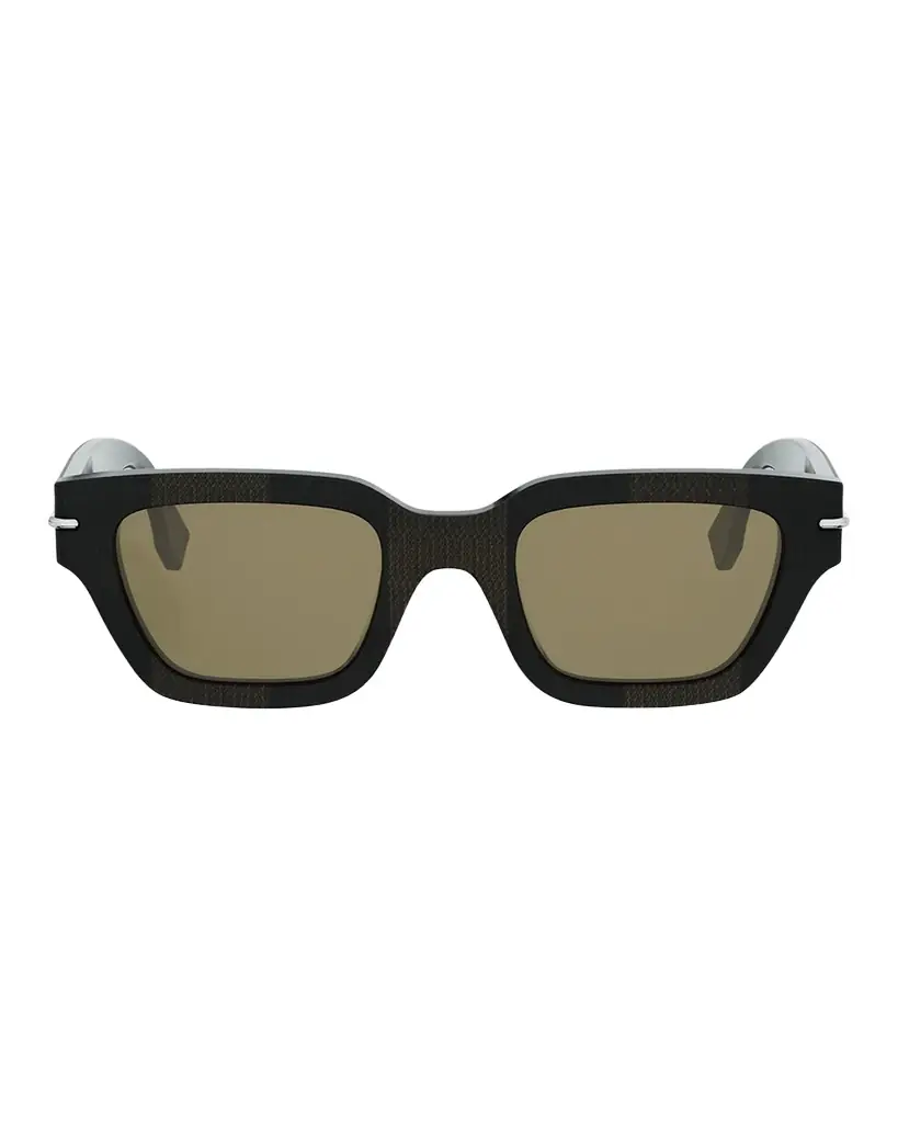 Fendi Men's Selleria Acetate Three-Stitch Rectangle Sunglasses | Image 1 Fendi Men's Selleria Acetate Three-Stitch Rectangle Sunglasses | Image 1