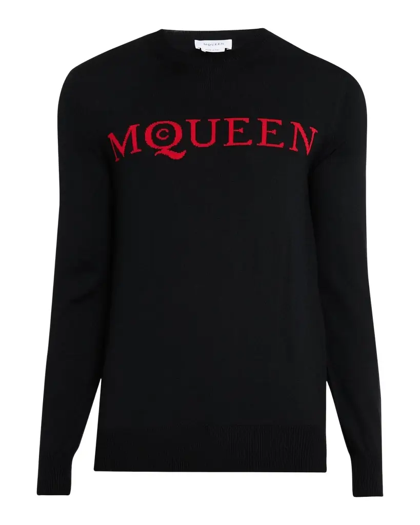 Alexander McQueen Men's Wool Jacquard Logo Crewneck Sweater | Image 1 Alexander McQueen Men's Wool Jacquard Logo Crewneck Sweater | Image 1