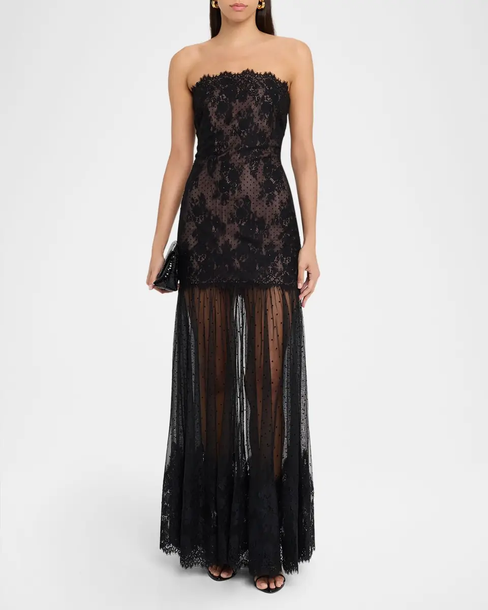 Retrofête Vespera Strapless Lace Dress | Thumbnail 2 Retrofête Vespera Strapless Lace Dress | Thumbnail 2